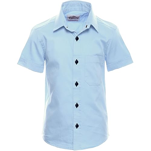 GILLSONZ DS71 Kinder Party Freizeit Student Hemd Kurzarm 100% Baumwolle (as3, Numeric, Numeric_140, Numeric_146, Regular, Pastellblau) von GILLSONZ