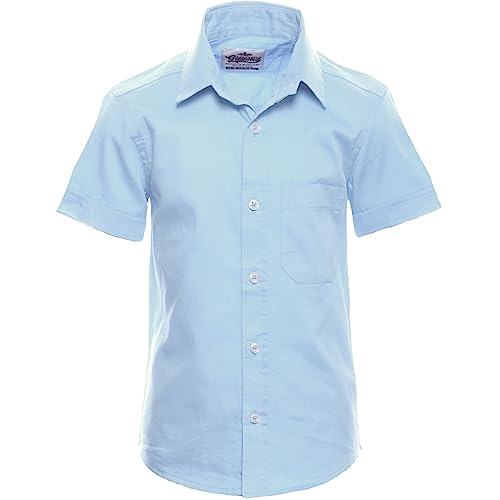 GILLSONZ DS72 Kinder Party Freizeit Student Hemd Kurzarm 100% Baumwolle (as3, Numeric, Numeric_140, Numeric_146, Regular, Pastellblau) von GILLSONZ