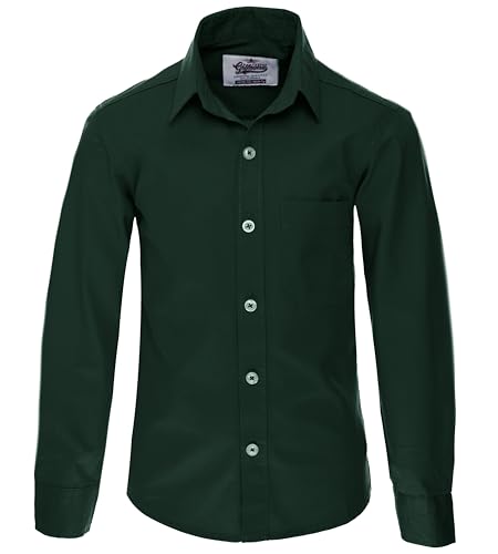 GILLSONZ DSFS77NEW Kinder Party Freizeit Student Hemd Langarm100% Baumwolle (DE/NL/SE/PL, Numerisch, 140, 146, Regular, Grün) von GILLSONZ