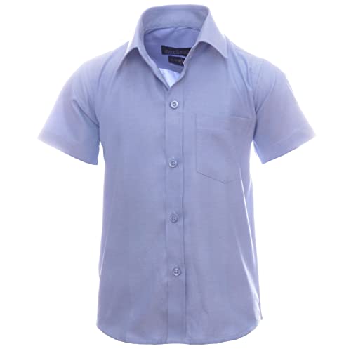 GILLSONZ GA21-1 Kinder Freizeit Oxford Student Hemd Kurzarm 100% Baumwolle (as3, Numeric, Numeric_152, Numeric_158, Regular, Hellblau) von GILLSONZ