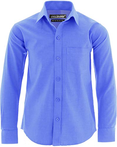GILLSONZ GA22 vDa Kinder Party Freizeit Oxford Student Hemd Lange Arm 100% Baumwolle (140/146(EU 10-11y), SkyBlau(14)) von GILLSONZ