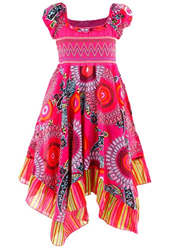 GILLSONZ Neu602vDa Mädchen Kinder Sommer Freizeit Kleid (98/104, Pink) von GILLSONZ