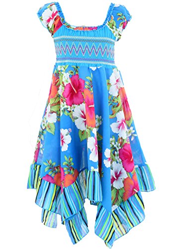 GILLSONZ Neu604vDa Mädchen Kinder Sommer Freizeit Kleid (98/104, Türkis(604)) von GILLSONZ