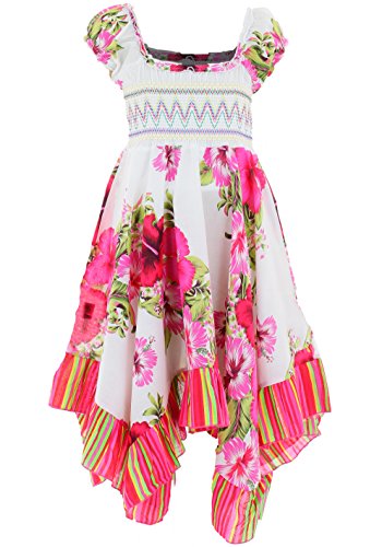 GILLSONZ Neu604vDa Mädchen Kinder Sommer Freizeit Kleid (98/104, Weiß(604)) von GILLSONZ
