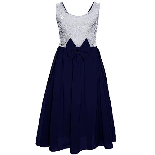 GILLSONZ PK-IT91 Mädchen Party Freizeit Sommer Kleid (as3, Numeric, Numeric_110, Numeric_116, Regular, Dunkelblau) von GILLSONZ