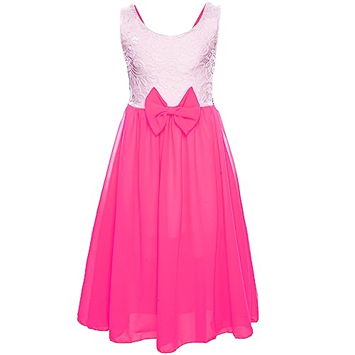 GILLSONZ PK-IT91 Mädchen Party Freizeit Sommer Kleid (as3, Numeric, Numeric_110, Numeric_116, Regular, Neonpink) von GILLSONZ