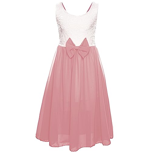 GILLSONZ PK-IT91 Mädchen Party Freizeit Sommer Kleid (as3, Numeric, Numeric_140, Numeric_146, Regular, Blaßrosa) von GILLSONZ