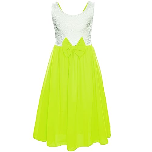 GILLSONZ PK-IT91 Mädchen Party Freizeit Sommer Kleid (as3, Numeric, Numeric_140, Numeric_146, Regular, Neongelb) von GILLSONZ