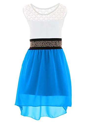 GILLSONZ PK99vDa Mädchen fest Kommunions Hochzeit Kinder festlich Party Kleid Gr.98-176 (152/158, Türkis) von GILLSONZ