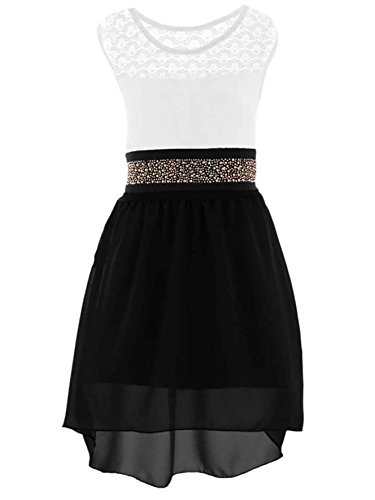 GILLSONZ PK99vDa Mädchen fest Kommunions Hochzeit Kinder festlich Party Kleid Gr.98-176 (164/170, Schwarz) von GILLSONZ