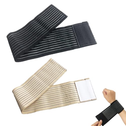 2 Stück Elastische Handgelenkbandage, atmungsaktiv Polyester Kompressions Armbänder Karpal Handunterstützung Schiene Stützgurt für Männer und Frauen Workout Bowling Sport von GILWUMO
