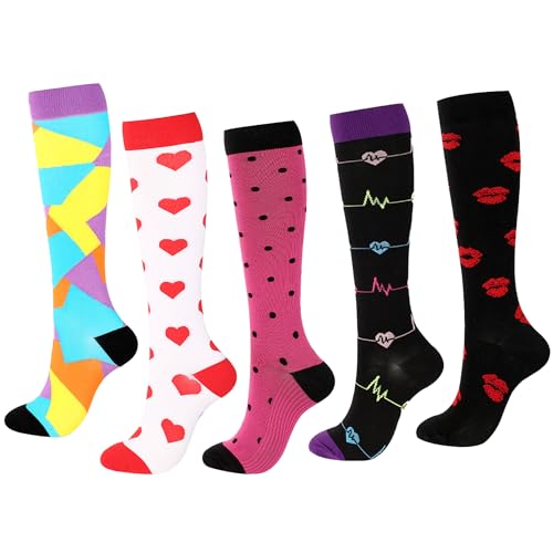 Gima - farbige Kniestrümpfe mit abgestufter Kompression zur Verbesserung der Durchblutung, S-M, Muster 2, 41201 von GIMA