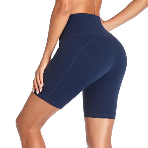 GIMDUMASA Kurze Sporthose Damen Hohe Taille Leggings Blickdicht Kurz Radlerhose Laufhose Yogahose Tights mit Taschen für Damen Sport Training Gym Fitness Yoga GI371 von GIMDUMASA