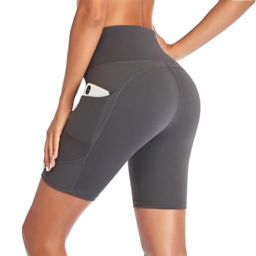 GIMDUMASA Kurze Sporthose Damen Hohe Taille Leggings Blickdicht Kurz Radlerhose Laufhose Yogahose Tights mit Taschen für Damen Sport Training Gym Fitness Yoga GI371 von GIMDUMASA