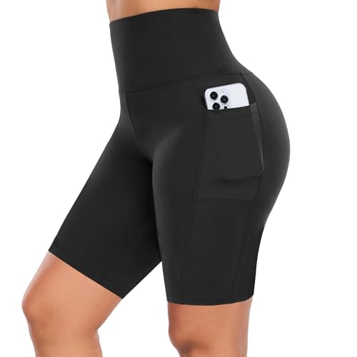 GIMDUMASA Kurze Sporthose Damen Hohe Taille Leggings Blickdicht Kurz Radlerhose Laufhose Yogahose Tights mit Taschen für Damen Sport Training Gym Fitness Yoga GI371 von GIMDUMASA