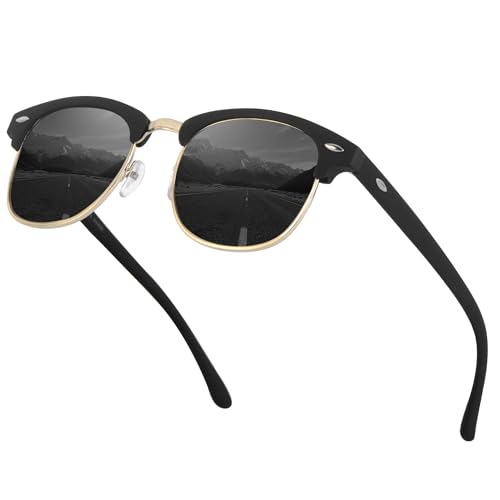 GIMDUMASA Sonnenbrille Herren Polarisierte Halbrahmen Sonnen brille Autofahren Reisen mit UV400 Schutz Metallrahmen Sunglasses Men Women von GIMDUMASA