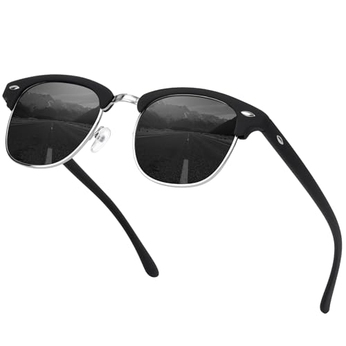 GIMDUMASA Sonnenbrille Herren Polarisierte Halbrahmen Sonnen brille Autofahren Reisen mit UV400 Schutz Metallrahmen Sunglasses Men Women von GIMDUMASA