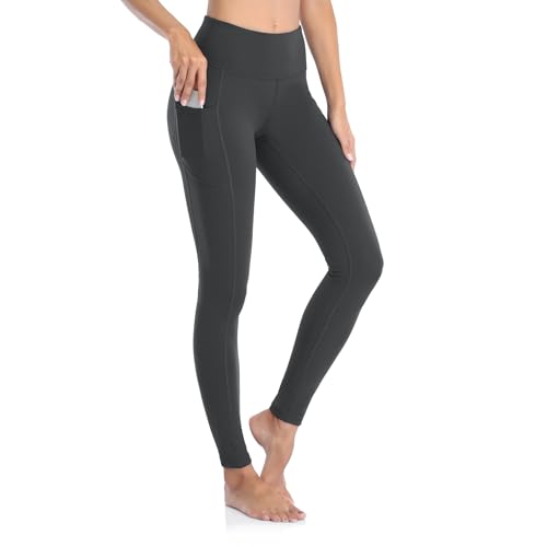 GIMDUMASA Sport Leggings Damen Schwarz Gym Leggins High Waist Sporthose Lang Yogahose Workout Fitness Laufhose Wanderleggins Hohe Blickdichte Taille mit Taschen von GIMDUMASA