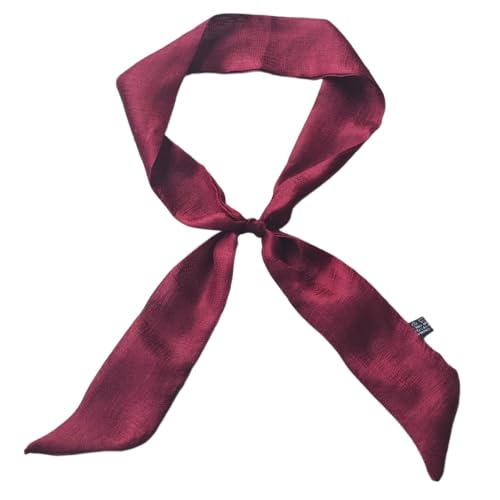 GIMIRO Damen Schal 95cm x 5cm Imitationswäsche Damenschal Mädchenschal Flexible Krawatte Mädchen Schmales Band Stirnband Fliege für Frauen Verpackungsdekoration (Claret Red) von GIMIRO