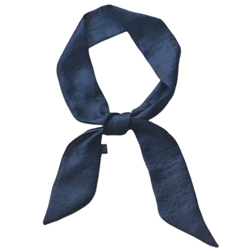 GIMIRO Damen Schal 95cm x 5cm Imitationswäsche Damenschal Mädchenschal Flexible Krawatte Mädchen Schmales Band Stirnband Fliege für Frauen Verpackungsdekoration (Navy Blue) von GIMIRO