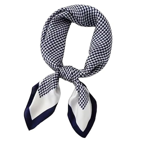 GIMIRO Frauen 70x70cm Schal Simulierte Seide Blumen Schal Krawatte Hahnentritt-Bandana (A03 Houndstooth Navy) von GIMIRO