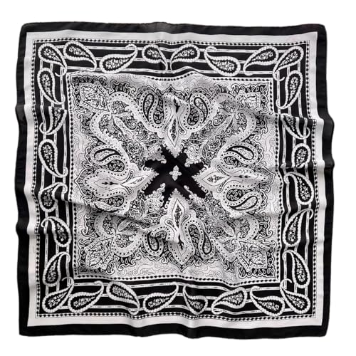 GIMIRO Frauen 70x70cm Schal Simulierte Seide Blumen Schal Krawatte Hahnentritt-Bandana (Black PSL FJ952-3) von GIMIRO