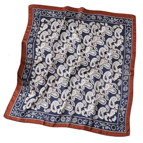 GIMIRO Frauen 70x70cm Schal Simulierte Seide Blumen Schal Krawatte Hahnentritt-Bandana (Navy Brown Beige PSL) von GIMIRO