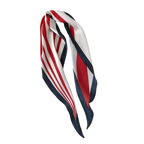 GIMIRO Satin Schal 120cm x 36cm Rhombus Bunte Schals Floral Band Mode Zubehör für Hüte, Blazer, Blusen, Kleider, Röcke, Taillenbänder, Krawatten (Claret/White/Navy Stripes) von GIMIRO