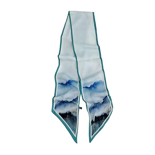 GIMIRO Satin Seidenschal 148 x 13,5 cm Krawatte Double Layer Bund für Blazer, Mantel, Kleid (51#ZGF Light Green - Cyan) von GIMIRO