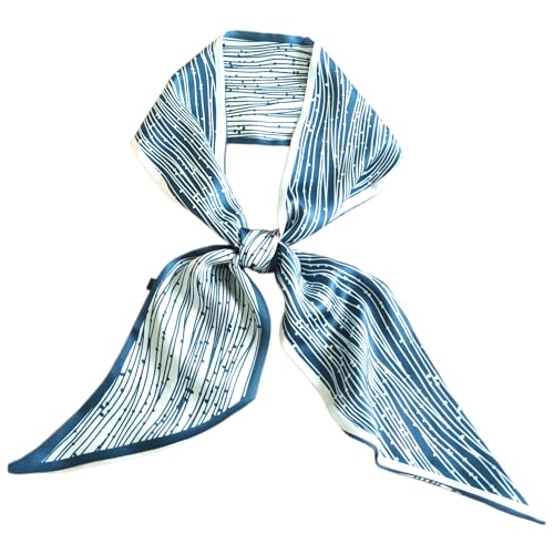 GIMIRO Satin Seidenschal 148 x 13,5 cm Krawatte Double Layer Bund für Blazer, Mantel, Kleid (68# Lines - Small Dots Dark Green) von GIMIRO