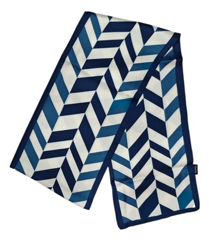 GIMIRO Satin Seidenschal Doppelschichten 150 x 16cm Krawatte Blumen Taillengürtel für Blazer, Mantel, Kleid (14# Blue/White Unisex) von GIMIRO