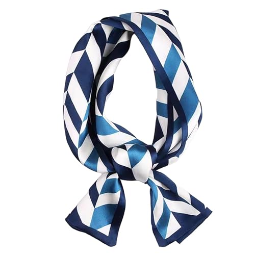 GIMIRO Satin Seidenschal Doppelschichten 150 x 16cm Krawatte Blumen Taillengürtel für Blazer, Mantel, Kleid (3# Navy Unisex Floral) von GIMIRO