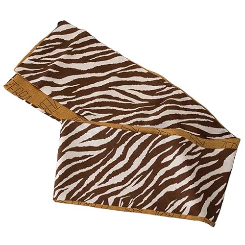 GIMIRO Satin Seidenschal Doppelschichten 150 x 16cm Krawatte Blumen Taillengürtel für Blazer, Mantel, Kleid (30# Coffee Zebra/Ginger Unisex) von GIMIRO