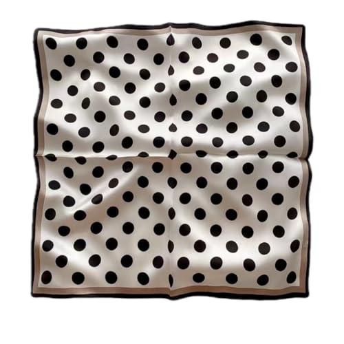 GIMIRO Schal aus imitierter Seide [53 x 53cm] Quadratische Schals Impressionismus-Muster Vintage-Schal für Büroarbeit oder lässigen Bund (52#White/Black Big Polka Dot) von GIMIRO