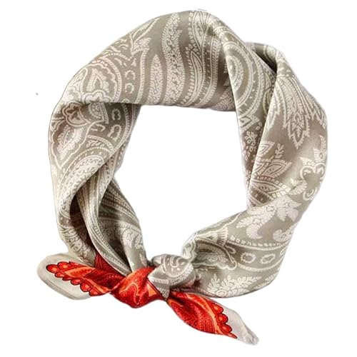 GIMIRO Schal aus imitierter Seide [53 x 53cm] Quadratische Schals Impressionismus-Muster Vintage-Schal für Büroarbeit oder lässigen Bund (64# K03 Red/Light Coffee PSL) von GIMIRO