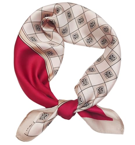 GIMIRO Schal aus imitierter Seide [53 x 53cm] Quadratische Schals Impressionismus-Muster Vintage-Schal für Büroarbeit oder lässigen Bund (80# AC01 Claret Horse) von GIMIRO