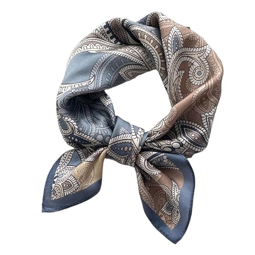 GIMIRO Schal aus imitierter Seide [53 x 53cm] Quadratische Schals Impressionismus-Muster Vintage-Schal für Büroarbeit oder lässigen Bund (82# AE01 Pale Blue PSL) von GIMIRO