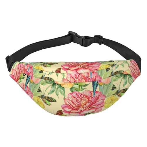 Aquarell Libellen und Vögel Gürteltasche für Männer Modische Crossbody Fanny Pack für Frauen Hüfttasche mit verstellbarem Riemen, Mehrfarbig, Einheitsgröße von GIMMAV