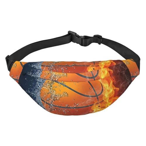 Bauchtasche, Crossbody-Taschen für Herren und Damen, Gürteltasche, Hüfttasche für Laufen, Wandern, Sport, Flammen-Basketballball, Mehrfarbig, Einheitsgröße von GIMMAV