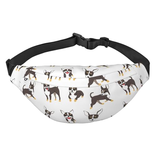 Bauchtasche mit Hunde-Chihuahua-Muster, zum Laufen, für Damen und Herren, Crossbody-Gürteltasche, Bauchtasche, mehrfarbig, Einheitsgröße, Kuriertasche von GIMMAV