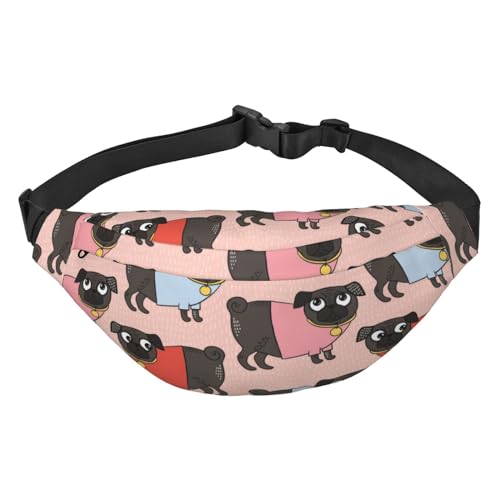 Bauchtasche mit niedlichem Hund, bunte Mops, zum Laufen, Bauchtasche für Damen und Herren, Crossbody-Gürteltasche, mehrfarbig, Einheitsgröße, Kuriertasche von GIMMAV