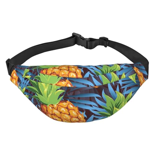 Bauchtaschen für Damen und Herren, Gürteltasche für Workout, Laufen, Reisen, Ananas, tropische Früchte mit Palmblättern, Mehrfarbig, Einheitsgröße von GIMMAV