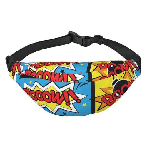 Boom Comic Words Hüfttasche zum Laufen für Damen und Herren Crossbody Gürteltasche Bauchtasche, mehrfarbig, Einheitsgröße, Kuriertasche von GIMMAV