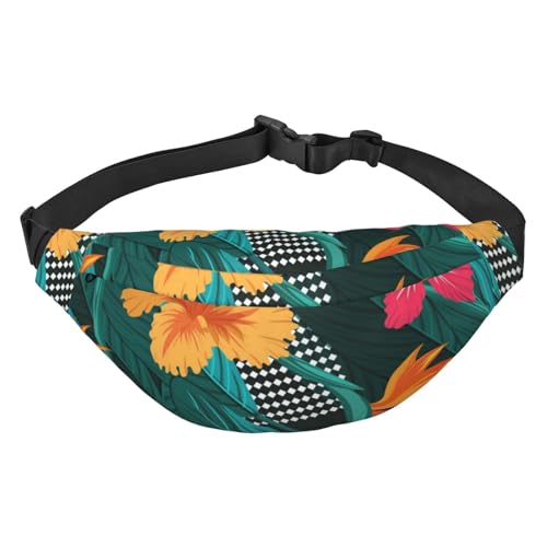 Bunte Blumen Blätter Taille Gürtel Tasche für Frauen Männer, Fanny Pack Crossbody Tasche für Reisen Laufen Gürteltasche Bauchtasche, mehrfarbig, Einheitsgröße, Kuriertasche von GIMMAV