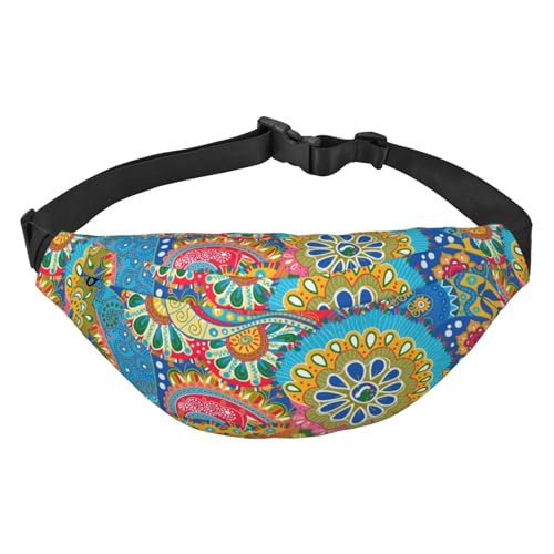 Bunte Paisley-Blumen-Hüfttasche zum Laufen, Bauchtasche für Damen und Herren, Crossbody-Gürteltasche, Bauchtasche, mehrfarbig, Einheitsgröße, Kuriertasche von GIMMAV