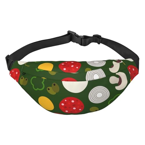 Bunte Pizza Zutaten Taille Gürtel Tasche für Frauen Männer, Fanny Pack Crossbody Tasche für Reisen Laufen Gürteltasche Bauchtasche, mehrfarbig, Einheitsgröße, Kuriertasche von GIMMAV