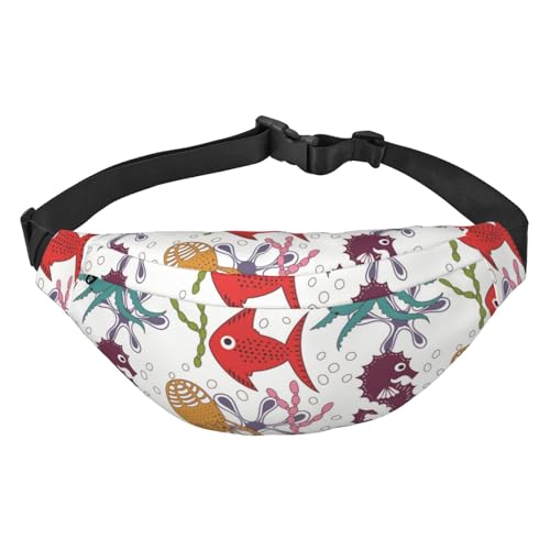 Bunte Tiere Kreaturen Unterwasser Gürteltasche für Männer Modische Crossbody Bauchtasche für Frauen Hüfttasche mit verstellbarem Riemen, mehrfarbig, Einheitsgröße, Kuriertasche von GIMMAV