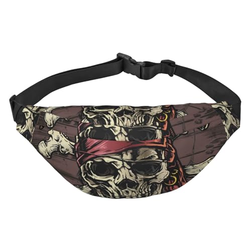 Coole Piraten-Totenkopf-Taillen-Gürteltasche für Damen und Herren, Bauchtasche, Crossbody-Tasche für Reisen, Laufen, Gürteltasche, Bauchtasche, mehrfarbig, Einheitsgröße, Kuriertasche von GIMMAV