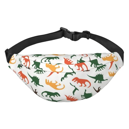 Dinosaurier-Muster Hüfttasche zum Laufen für Damen und Herren Crossbody Gürteltasche Bauchtasche, mehrfarbig, Einheitsgröße, Kuriertasche von GIMMAV