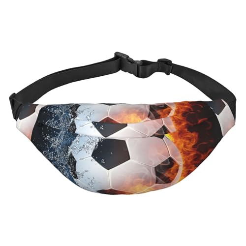 Fußball auf Feuer Wasser Crossbody Bauchtasche für Damen Herren Mode Hüfttasche Gürteltasche für Wandern Laufen Reisen, Mehrfarbig, Einheitsgröße von GIMMAV